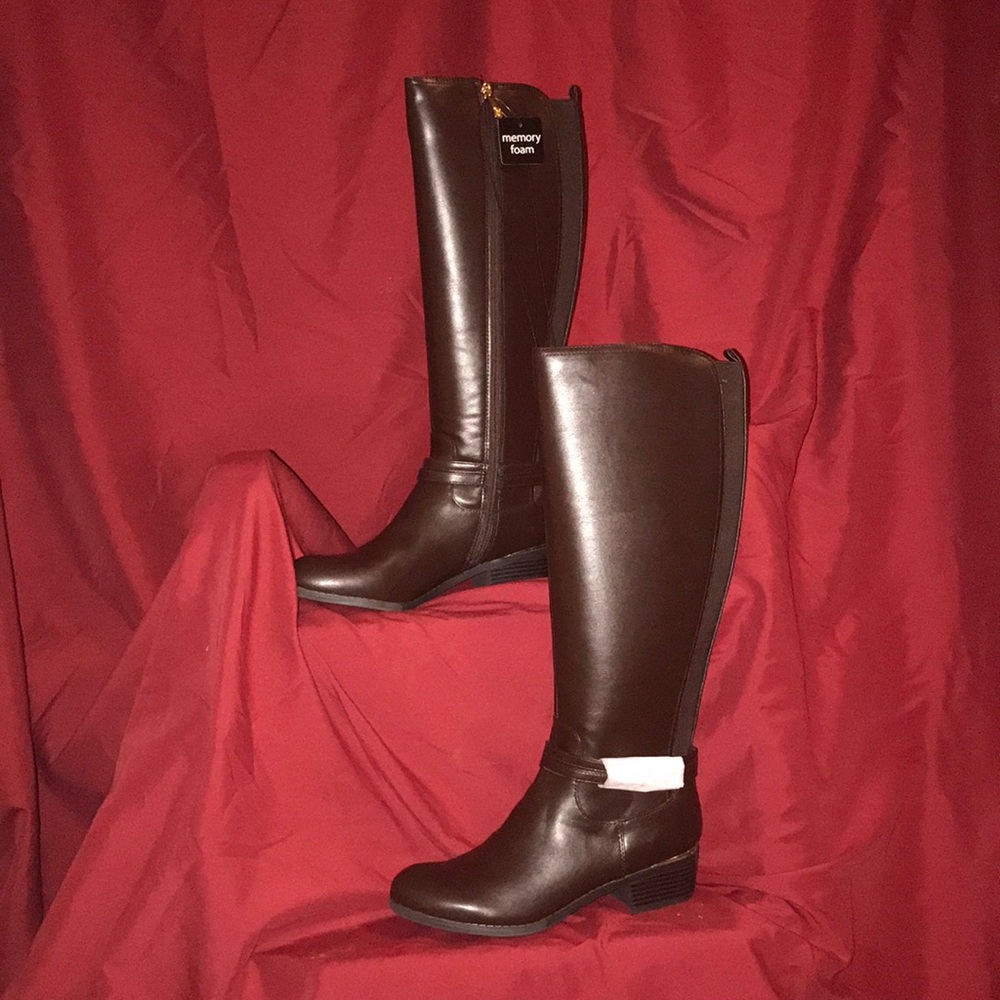 Liz Claiborne new brown boots with gold trim